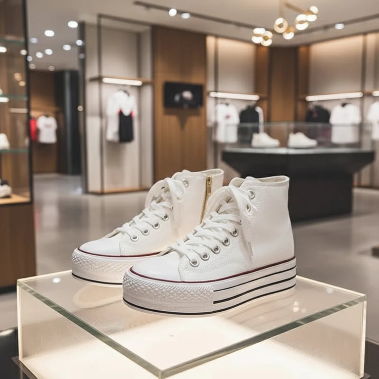 Baskets Compensées Femme en Toile à Semelle Épaisse | Zalmyraboutique - Zalmyraboutique