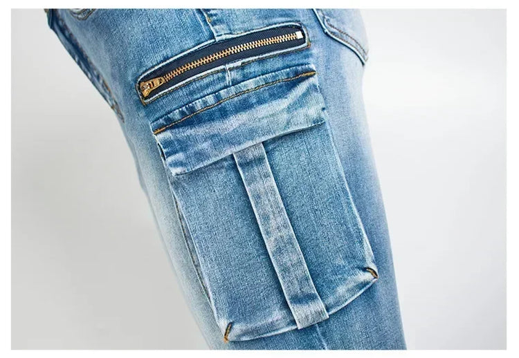 Jean Cargo Push-Up Femme Denim Stretch Streetwear | Zalmyraboutique - Zalmyraboutique