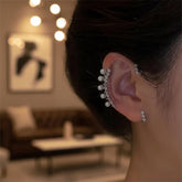 Ear Cuff Argenté Perle & Zircon Vintage | Zalmyraboutique - Zalmyraboutique