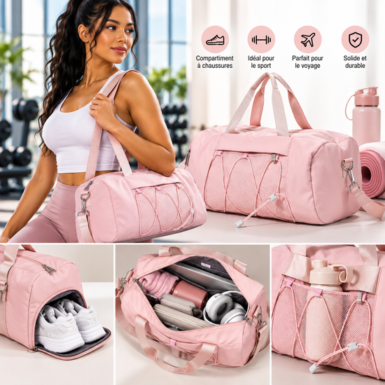 Sac de Sport Femme et Voyage – Sac Week-end avec Compartiment à Chaussures