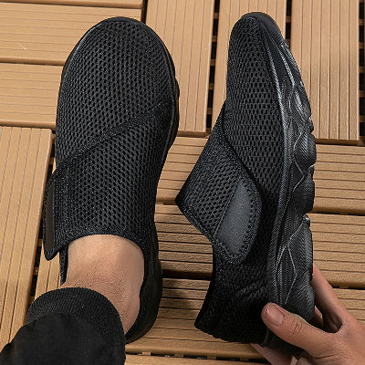 Baskets légères pour femme en mesh tout noir avec fermeture velcro, design slip-on confortable pour le quotidien, Zalmyraboutique