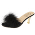 Mules à Talons Femme avec Plumes & Bout Carré | Zalmyraboutique - Zalmyraboutique