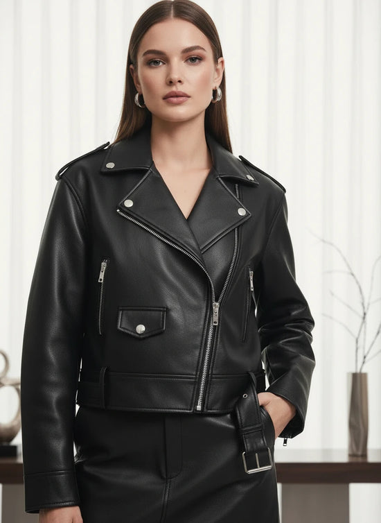 Veste Courte en Similicuir Style Biker Femme | Zalmyraboutique - Zalmyraboutique