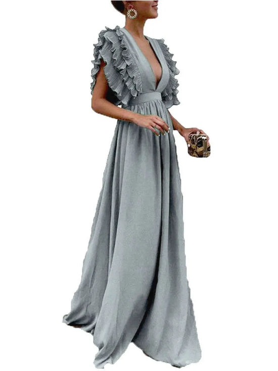 Robe de Soirée 2025 Longue à Volants & Décolleté | Zalmyraboutique - Zalmyraboutique