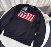 Pull Oversize Y2K Brodé Drapeau Américain | Zalmyraboutique - Zalmyraboutique