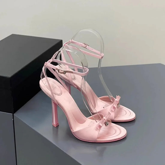 Sandales à Talons en Satin avec Nœud & Strass | Zalmyraboutique - Zalmyraboutique