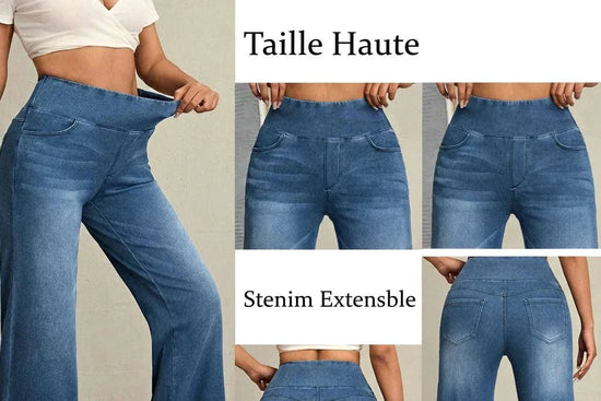 Jean Large Taille Haute - Pantalon Femme Chic et Confort