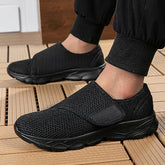 Baskets légères pour femme en mesh noir noir avec fermeture velcro, design slip-on confortable pour le quotidien, Zalmyraboutique