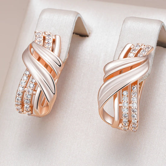 Boucles d’Oreilles Ethniques Or Rose & Zircon | Zalmyraboutique - Zalmyraboutique