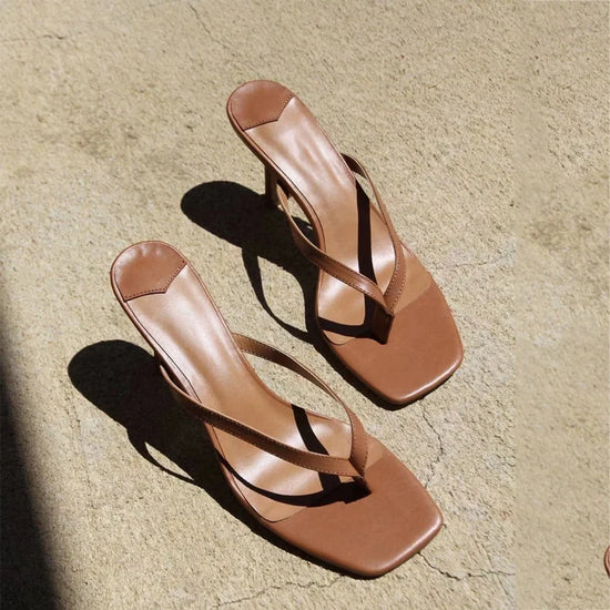 New Leather Flip Flops Kitten Heel