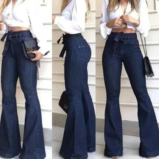 jean flare taille haute - pantalon femme évasé tendance chic